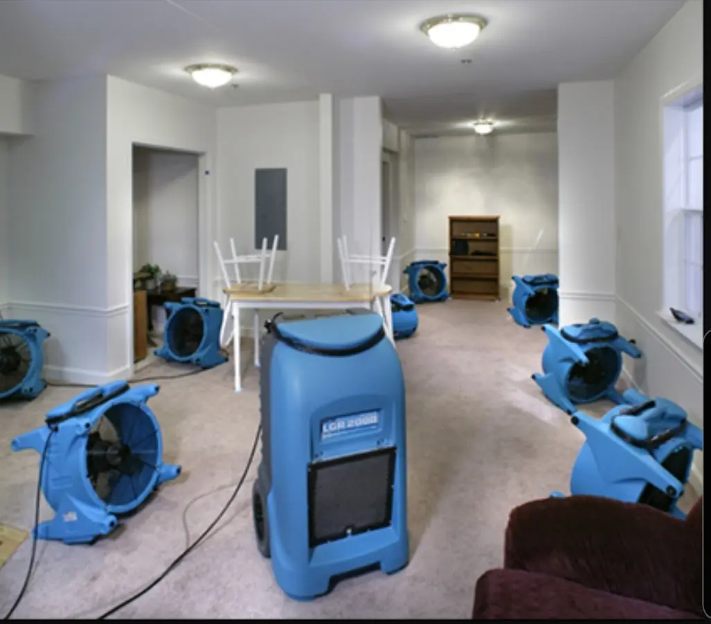 Air movers and dehumidifier setup for Water Extraction & Removal in Mequon
